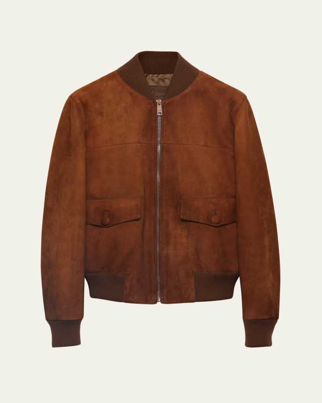 Suede Ribbed-Trim Jacket